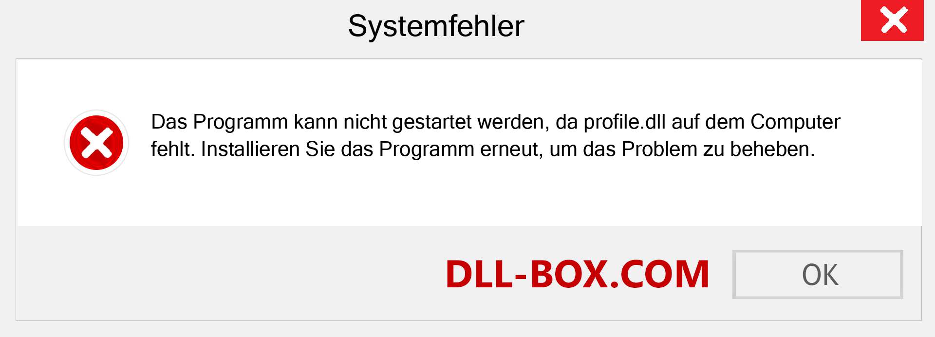 profile.dll-Datei fehlt?. Download für Windows 7, 8, 10 - Fix profile dll Missing Error unter Windows, Fotos, Bildern